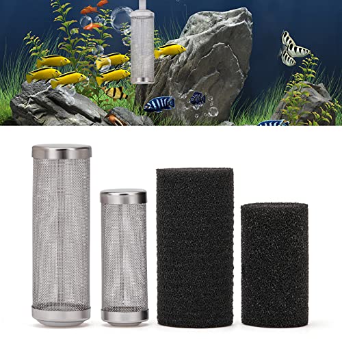 Xcrui 2 Pcs 12Mm/16Mm Stainless Steel Aquarium Filter Intake Guard Mesh Cover,Fish Tank Filter Guard With 2Pcs Filter Sponge For Breeding Fish Shrimp Tank #TOP4