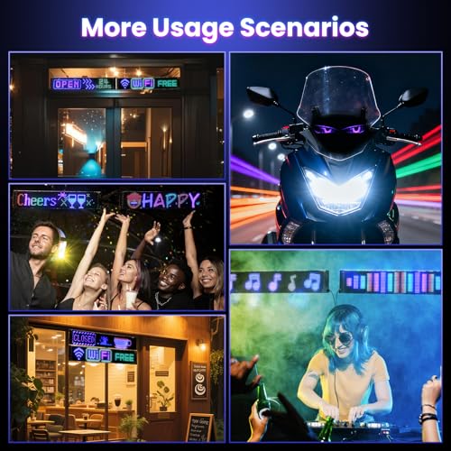 Devil Eye Sign Lights 23.42″×4.72″ inch, LED Flexible Silicone Accent Lights for Windshield, DIY Dynamic Programmable APP Control, Custom Text Pattern Animation Flexible Display, USB-Powered by CHARKEE - Image 7