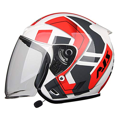 ZLYJ Bluetooth 3/4 Jet Media Casco, Casco Motocicleta, Casco per Moto con Visiera UV, para Mujer y Hombre Piloto Crash Cruiser Chopper Scooter Biker Racing, Certificato ECE B,XXL