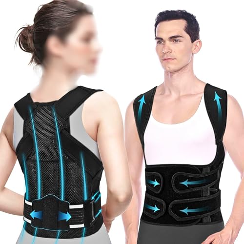 ABJ Posture Corrector Brace Adjustable Full Back Support Upper and Lower Back Pain Relief Posture Corrector for Women and Men Corrects Scoliosis, Hunchback, and Thoracic Spine Alignment (Medium)