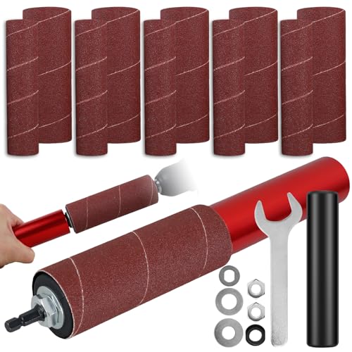 LYDODOKA Drum Sander Set, Hand-Held Sanding Drum with 120 Grit Sandpaper, Rubber Sanding Drum, Spindle Sanding Drum, Drum Sanding Sleeves Power Drill Driven Drum Sander for Wood Metal Plastic