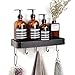 Luxbon Etagère de Douche Serviteur de Douche Sans Perçage Aluminium Antirouille Salle de Bains Noir Avec 5 Crochets