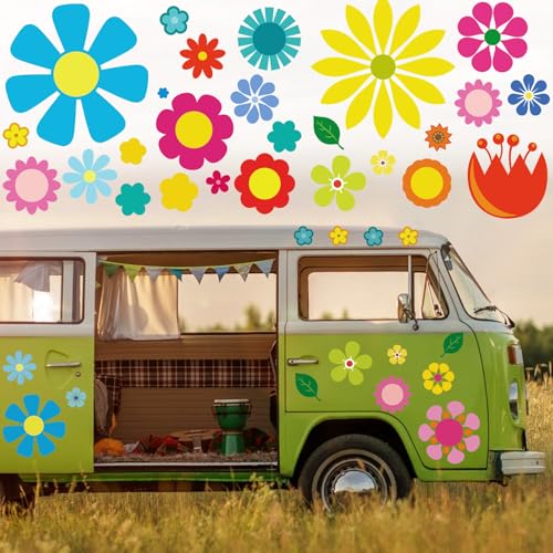 76 PCS Autocollants de Voiture,Fleur Sticker Autocollant Vinyle Automobile Décoration Extérieure Décorations de Voiture Accessoires Decal Sticker pour SUV...