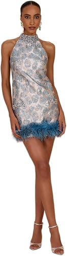 Luma Jacquard Feather Mini Dress