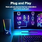 Nylavee Computer Speakers with Subwoofer, 2.1 Hi-Fi PC Speakers System with 6 Lighting Modes, Enhanced Bass, Plug and Play, USB/USB-C Powered and 3.5mm Aux in for Desktop, Monitor, Laptop, Tablet - Image 5