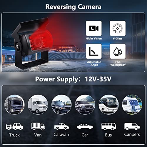 CAMECHO Achteruitrijcamera Set - 4 Waterdichte Camera's met 9 inch Monitor - Afbeelding 5