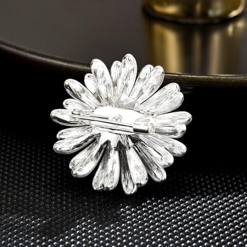 Image of Flower Brooch Pins for Women Rhinestone Red Pin Blazer Dress Denim Jacket Lapel Pin Wedding Holiday Gift Accessories