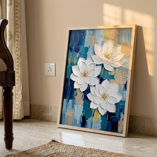 Image of kotart Aesthetic flower Art Home Decoration Painting | Floral Paintings With Frame For Living Room Bed Room Hotel Wall Decor Digital Reprint (14X20 inch)