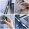 USB C Magnetic Adapter (2Pack), 240W Right Angle USBC Male to USB C Female Adapters, 180 Degree Type C Adapter for Phone 16/15, Pad Series, Tablet, Laptop, 480Mbps, PD Fast Charging, Silver Grey