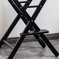 Vista 4 de Silla de directores de 30 pulgadas, taburete de madera plegable, silla plegable para artista de maquillaje, taburete plegable de altura, silla