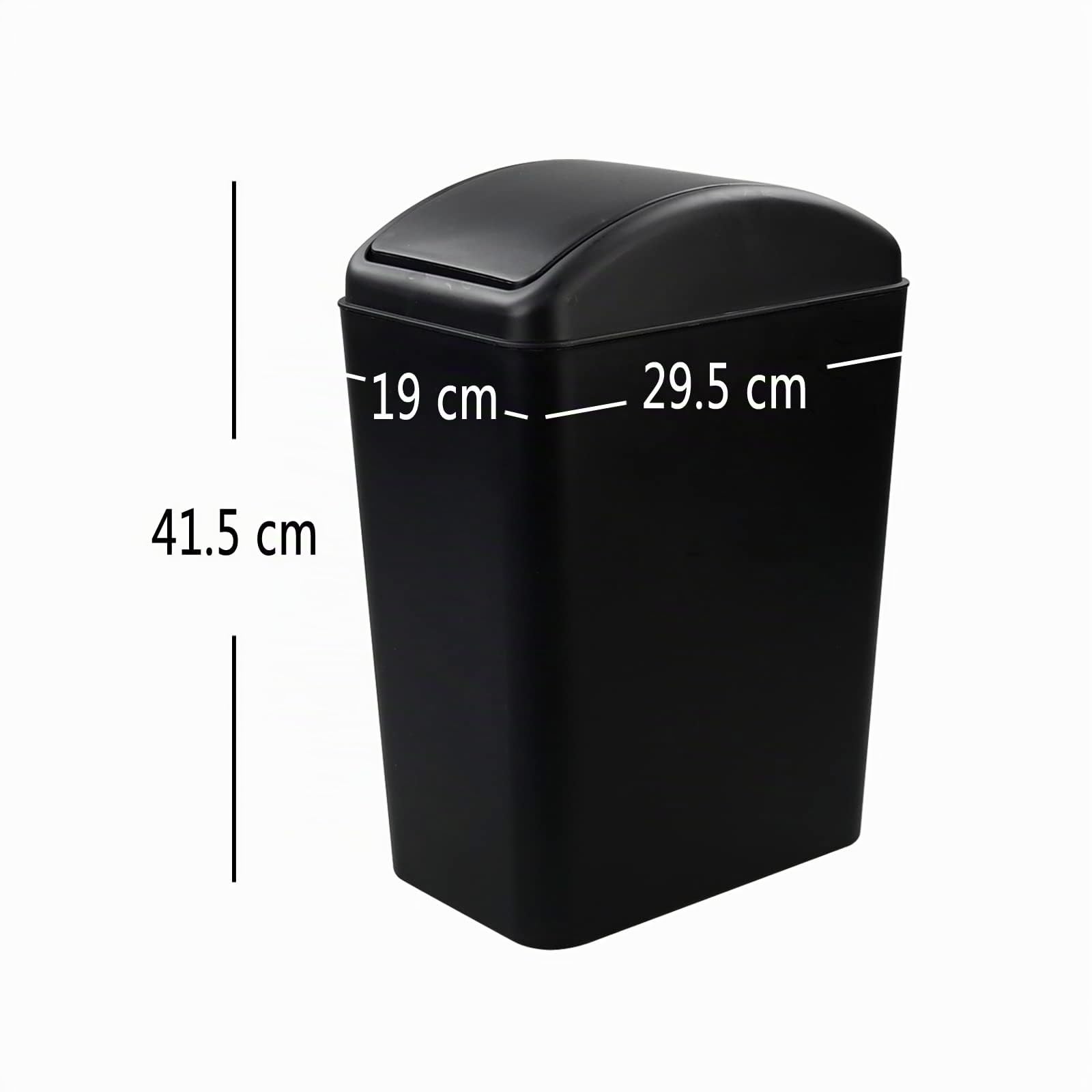 15 L Piccolo Cestino per i Rifiuti della Cucina Swing Top, Pattumiera in Plastica con Coperchio, Nero