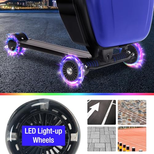 20" Scooter Suitcase for Kids, 2-in-1 Ride On Luggage with Wheels for Boys & Girls Ages 4-15, Foldable Hardshell Carry On Lightweight Travel Suitcase for Airplane