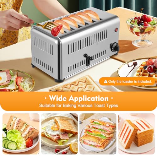 6-Slice-Toaster-110V-1680W-Stainless-Steel-Commercial-Toaster-6-Bread-Shade-Settings-1-5-Minutes-Timier-Rapid-Toaster-w11in-Widen-Slot-Removable-Crumb-Tray-for-Various-Bread-Types