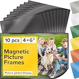 X-bet MAGNET - Magnetic Picture Frames for Refrigerator, Black, Holds 4x6 inches photo, 10 pack, premium magnetic photo frame