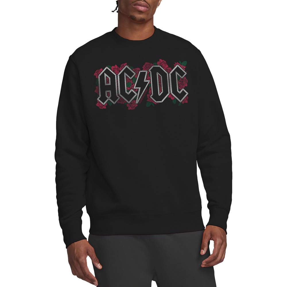 ACDC Roses Logo Crew Sweatshirt, Black, XX-Large