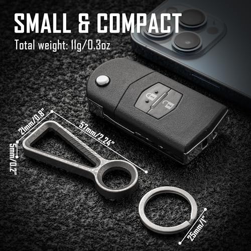 Image of KeyUnity KM01 Titanium EDC Keychain Clip with Bottle Opener, Quick Release Carabiner Key Ring Holder for Men