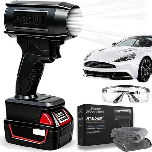 Storm Industries Jet Blower 2.0 2026 Upgraded Electric Cordless Car Air Dryer Blower 160 000 RPM 200 Mph Handheld Turbo Fan Blower for Car Patio Snow Dust (for Dewalt)