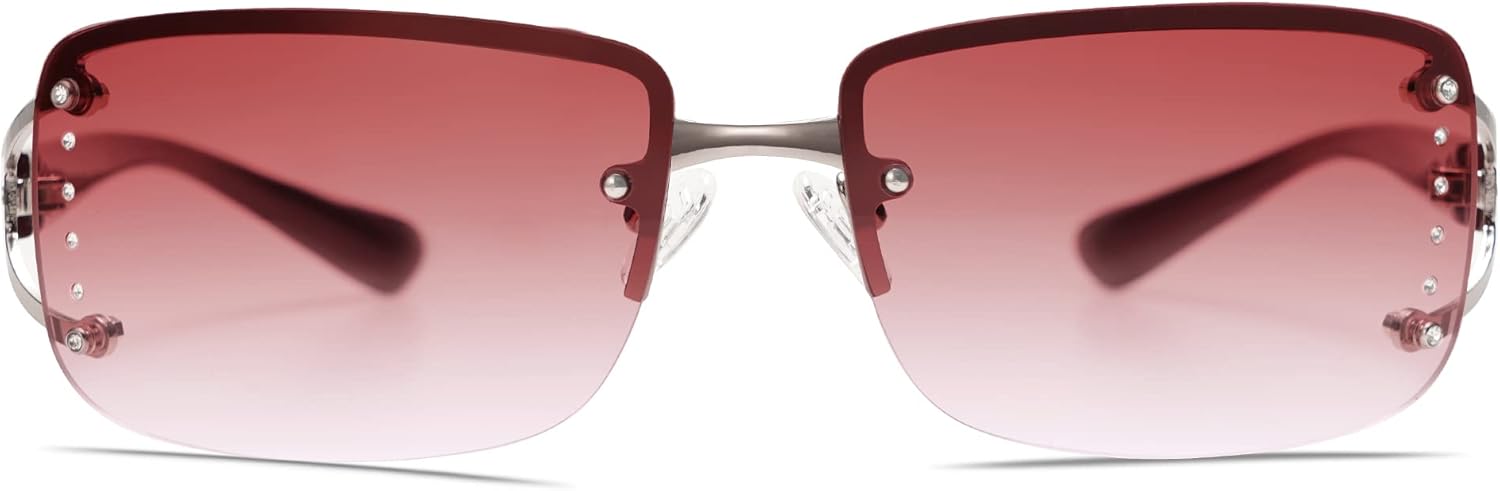 VANLINKER Stylish Rimless Frameless Rectangle Sunglasses for Women - Image 2