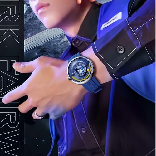 Image of Mark Fairwhale Men's Luxury Analog Wrist Watch | Unique Earth & Sun Dial Design | Stainless Steel Case - Stylish Casual Watch for Men