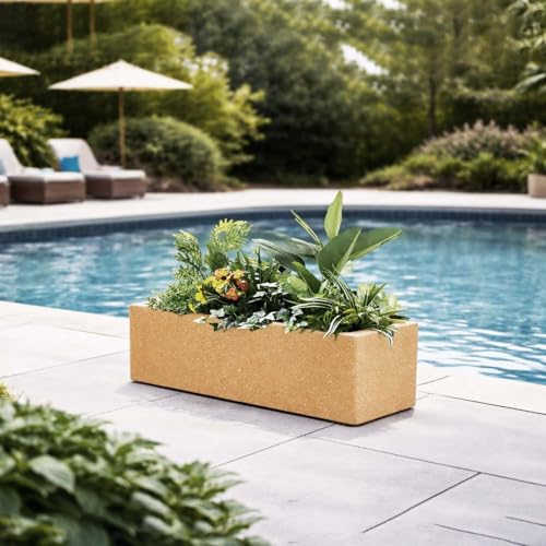 Image of Go Hooked Recta R Brown Planter Pot (21x8 Inch) | Big Size Outdoor & Indoor Pot for Plants | Modern Design Lightweight & Durable Rectangle Polymer Flower Pot for Balcony, Terrace & Garden