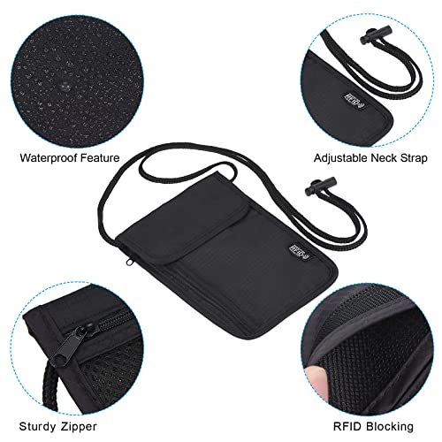 Image of PATIKIL Neck Wallet, Passport Holder Neck Pouch RFID Blocking Waterproof Neck Travel Wallet for Women & Men, Black