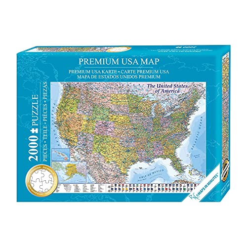 Rompecabezas/Puzzle Mapa de Estados Unidos Premium - MAPS IN MINUTES [2000 Piezas]
