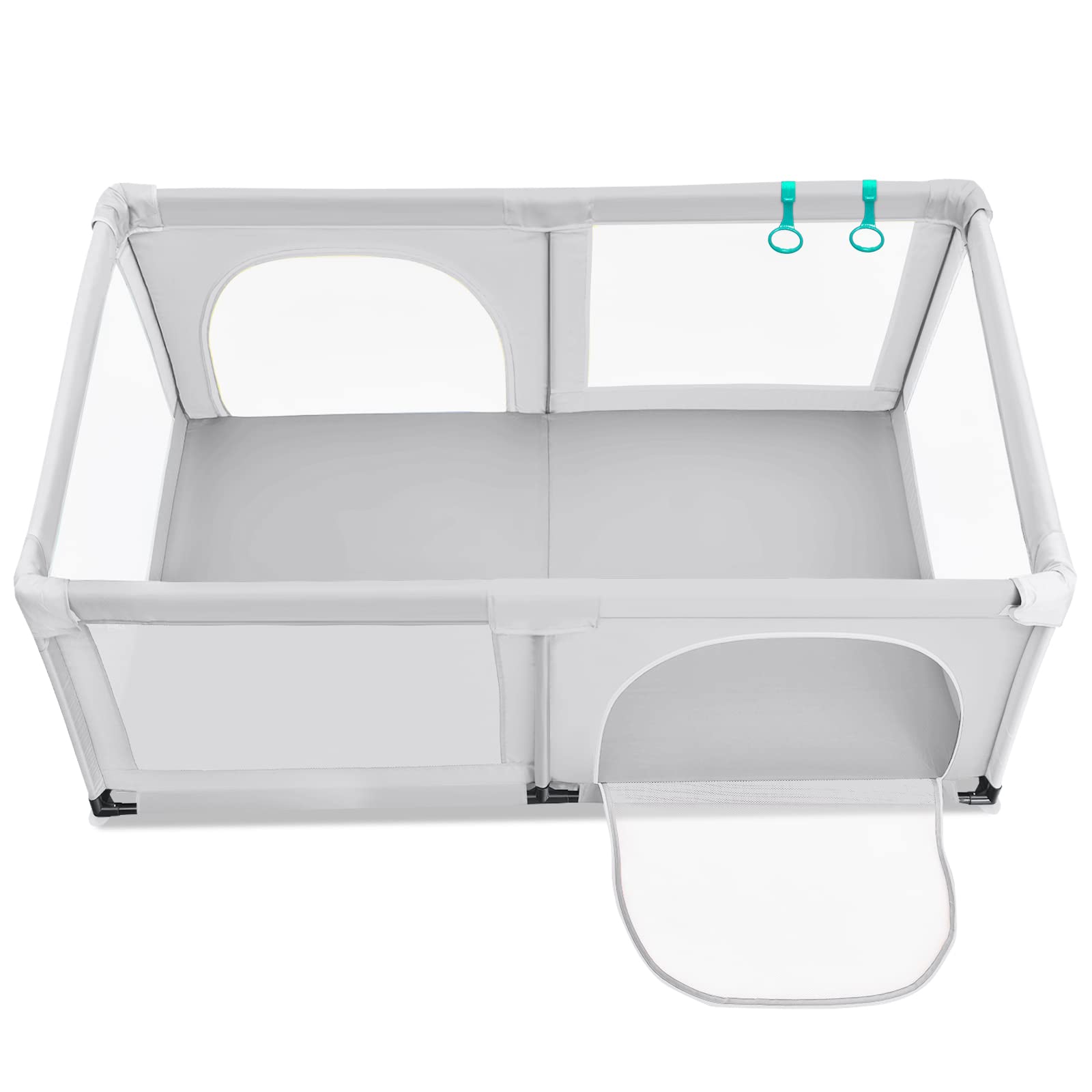 LIFEZEAL Box Bambini, 120 x 190 cm, Recinto per Bambini, in Tessuto Oxford Traspirante, Box Neonato, con Ventose Antiscivole, 2 Porte e 50 Palline, Recinto per Bimbi da 10 Mesi a 6 Anni, grigio