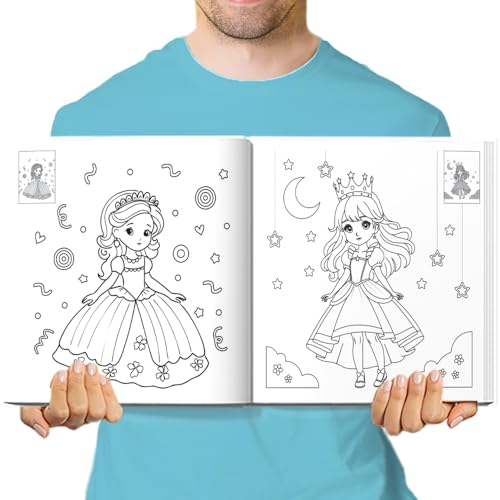 كتب تلوين للأطفال – ألوان وأميرات | كتاب نشاط للبنات مع استيكرز | حجم كبير 29x29 سم | ورق سميك فاخر | مناسب من 3 إلى 6 سنوات