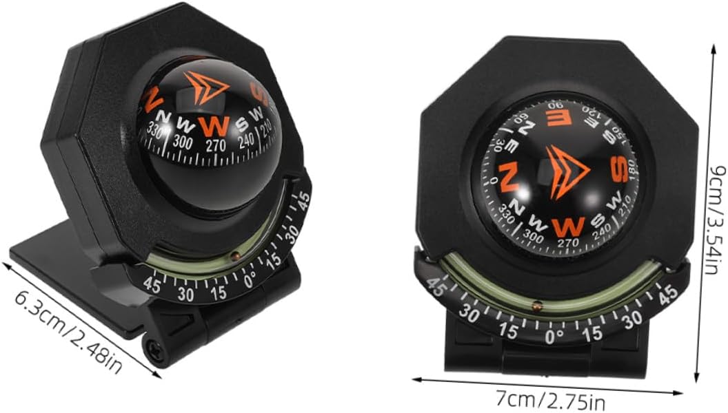 Luxshiny 2pcs Car Dashboard Auto Compass with Inclinometer, High Precision Foldable Navigation Ball for Vehicle Interior, Suitable for Travel and Outdoor Driving