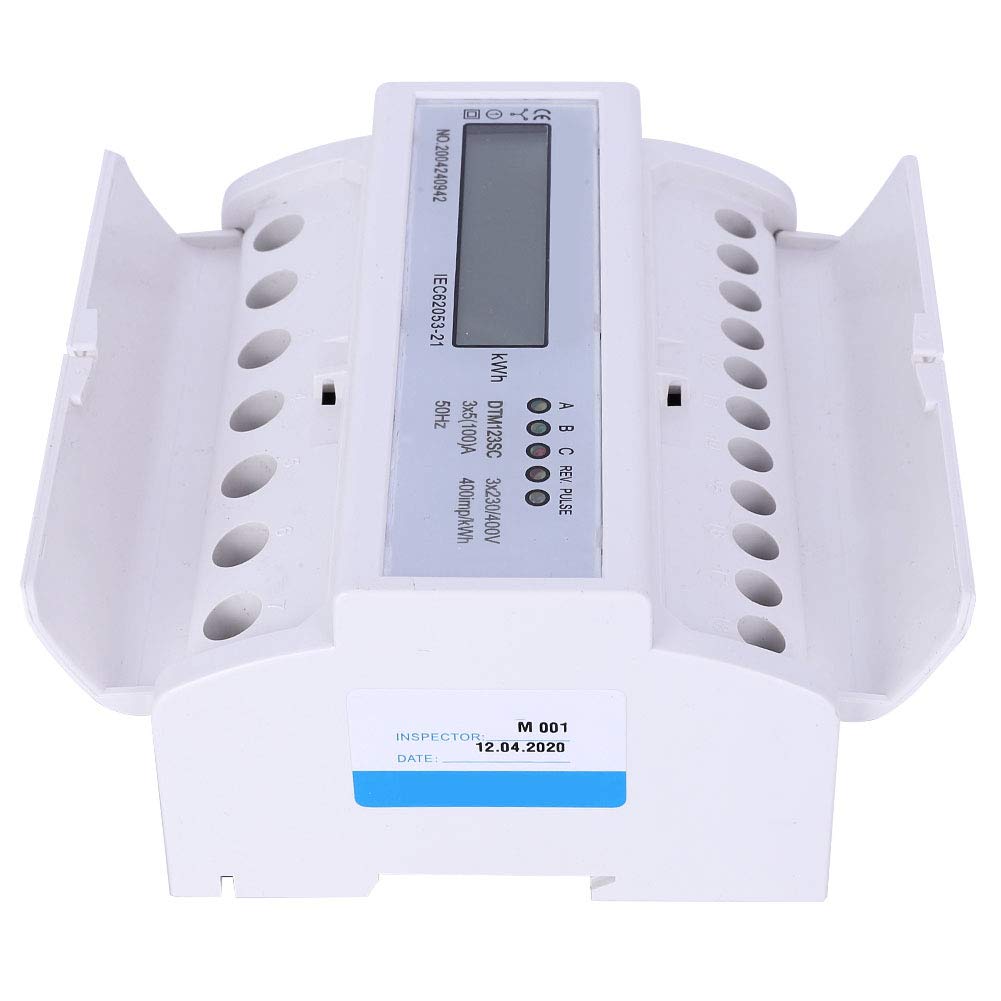 3 Phase KWh Meter,230/400V 5-100A DTM123SC Electric Power Meter, Energy Consumption Digital KWh Meter with LCD