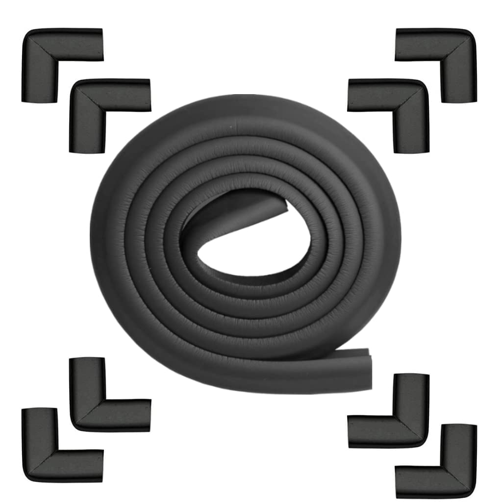 Kantenschutz Baby, Eckenschutz mit Selbstklebender, Weicher Stoßschutz Schaumstoff Eckschutz für Tisch, Möbel & Scharfe Stellen, 4m (13,2 Fuß) + 8 Stück Ecken, Schwarz