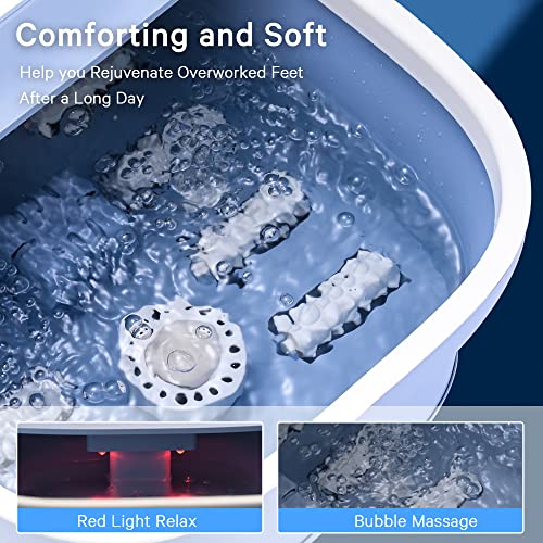 Knqze Foot Spa Bath Massager With Heat, Bubbles, Vibration And Red Light, Foot Bath W/ 8 Shiatsu Massage Rollers, Temperature Control Foot Soaker, Pedicure Foot Spa Tub For Feet Stress Relief #TOP4