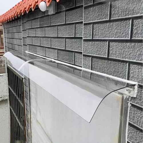 Tettoie Per Esterno In Pvc, Pensilina Tettoia in Policarbonato Alveolare Trasparente Copriporta e Finestra,Varie Dimensioni,A-40x100cm