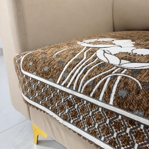 Image of Homerz Premium Chenille Fabric Sofa Cover | Soft, Durable & Dustproof | Decorative Couch Cover (Florida Chocolate, 1 Seater, Only Seat Cover)