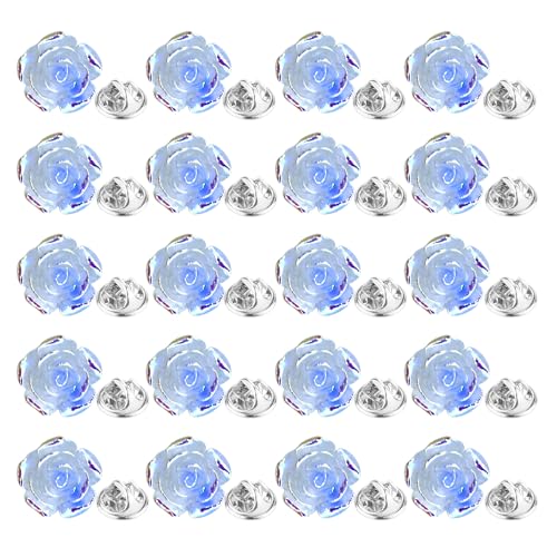 Image of 20 Pcs Enamel Rose Flowe Brooches Pins for Women Colorful Floral Brooch Flower Lapel Pin Badge Crafts Breastpin Jewelry Gift for Women Men Clothing Bags Backpacks Jackets Hat