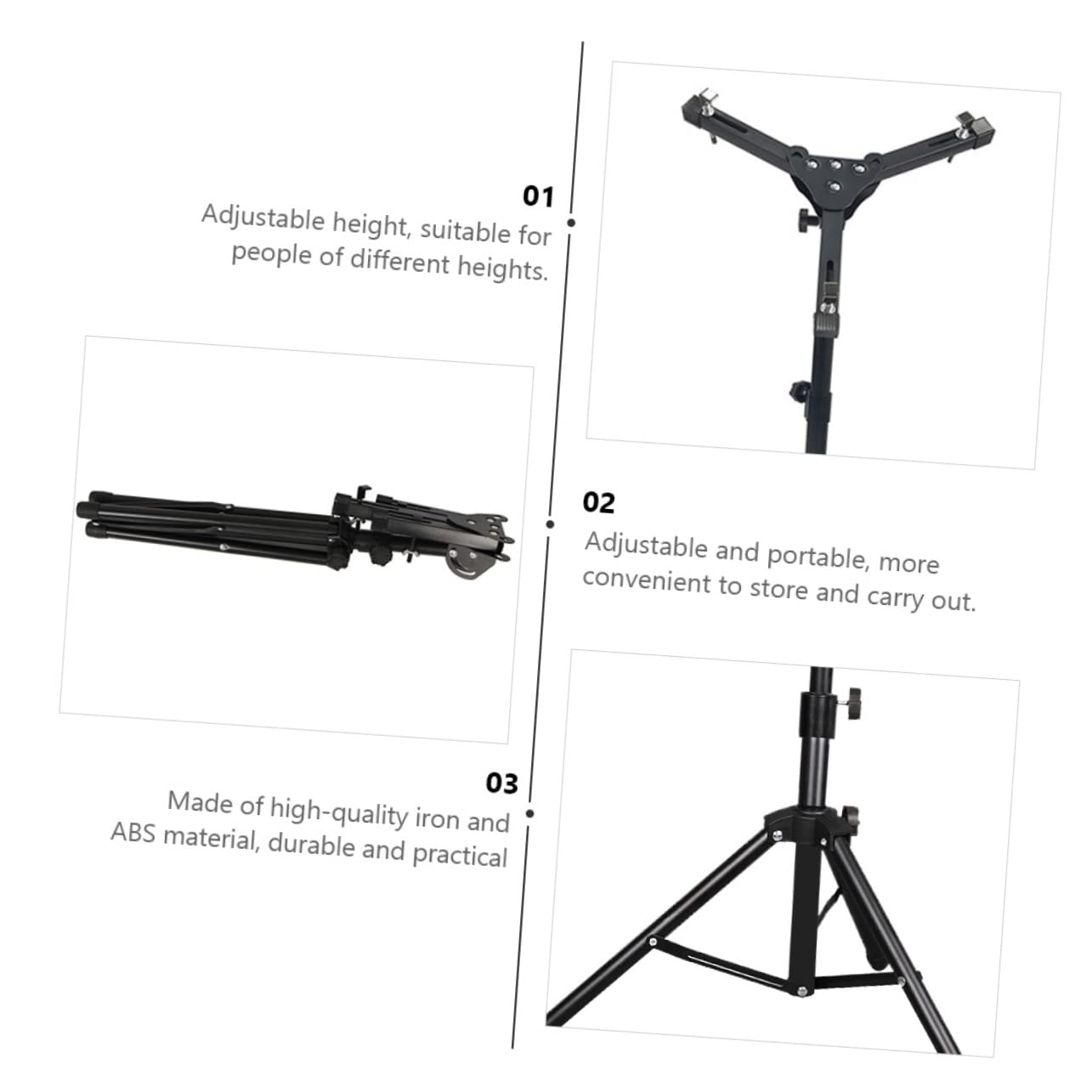 ULDIGI Practice Drum Set Stand Dumb Drum Tripod 12 Height Adjustment Strong Rubber Pad St
