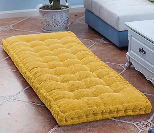 10cm Thick Bench Cushion Pad 2/3 Seater,100cm/120cm Soft Bench Cushions Cotton Chair Pad for Garden Patio Dining Sofa Swing (40x40cm,Yellow)