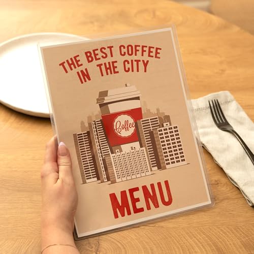 Image of Ilyapa Clear Menu Covers, 8.5x11 Inch - 30 Pack, Black, 2-View Single Page
