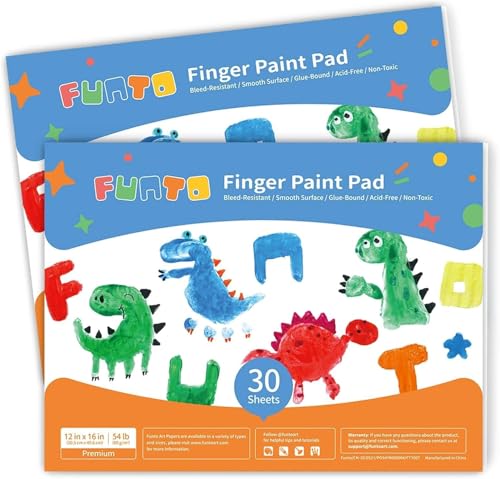 Funto Finger Paint Pad for Kids 60 Sheets Total 12x16 2-Pack Toddler Painting Supplies Art Paper for Finger Painting Drawing Supplies
