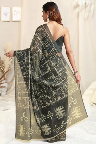 Image of MIRCHI FASHION Women Saree Ajrakh Digital Printed Cotton Blend | Lightweight Professional Office Sari with Blouse Fabric