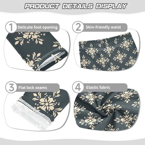 Retro Pattern Floral Prints Girls Leggings Soft Comfortable Athletic Leggings Dancing Pants for 4-10 Years3