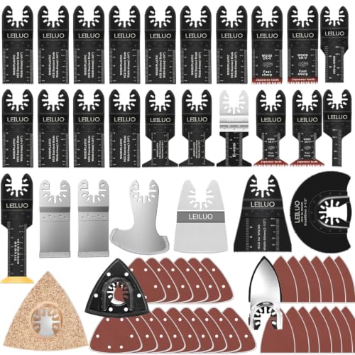 LEILUO Kit d'accessoires oscillant multitool 155 pièces Pour couper poncer et jointoyer Lames de...