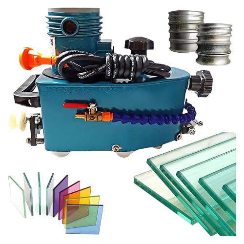 Glass Edge Grinding Machine with 10 Diamond Wheels, 850W Handheld Polisher, 8000 RPM for Beveling and Smoothing on Glass, Marble, Acrylic