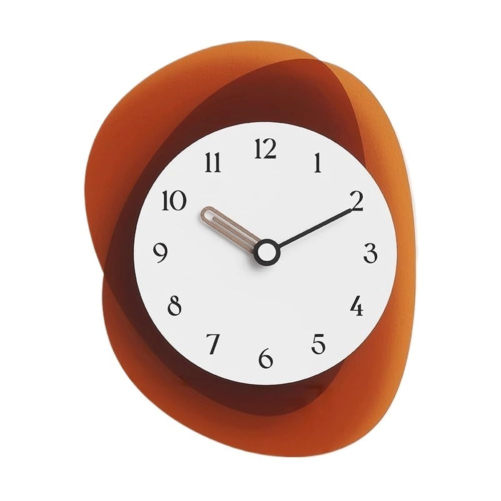 J9V4G6S3B5 Analogue Wall Clock Living Room No Punching Clock Simple Decoration Background Wall Personalized, Suitable for Foyer, Study, Hotel for Room Decoration(Bruin)