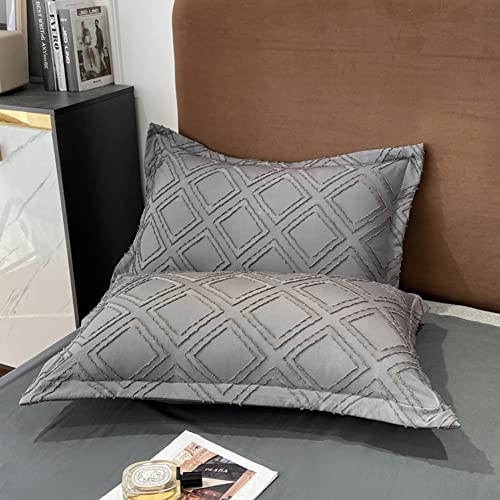 Morromorn 5 Pcs Duvet Cover Queen, Boho Bedding Set Geometric Tufted Textured, Cooling Comforter Cover Sets With Pillow Shams Zipper, Neutral For Men Women Bedroom Soft Jacquard (Grey, Full/Queen) #TOP4