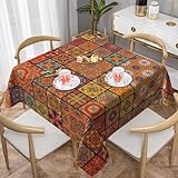 WKSGDSG Quadratische Tischdecke, 152 x 152 cm, Gruppe von marokkanischen, abwischbaren Tischdecke für Küche, Esszimmer, Hochzeit, Party, Abendessen, Polyester, waschbar, Tischdecke für quadratische