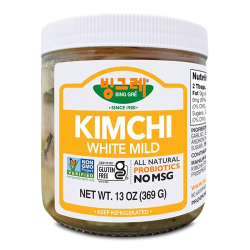 Image of BINGGRE WHITE MILD NAPA CABBAGE KIMCHI 12OZ FRESH KOREAN KIMCHEE IN KIM CHI kimichi 김치 MOTHER CHEE TEMPEH DAIKON PICKLES RADISH TWINS JONGGA RAMEN ORGANIC VEGAN NAPPA LAWS MAMA