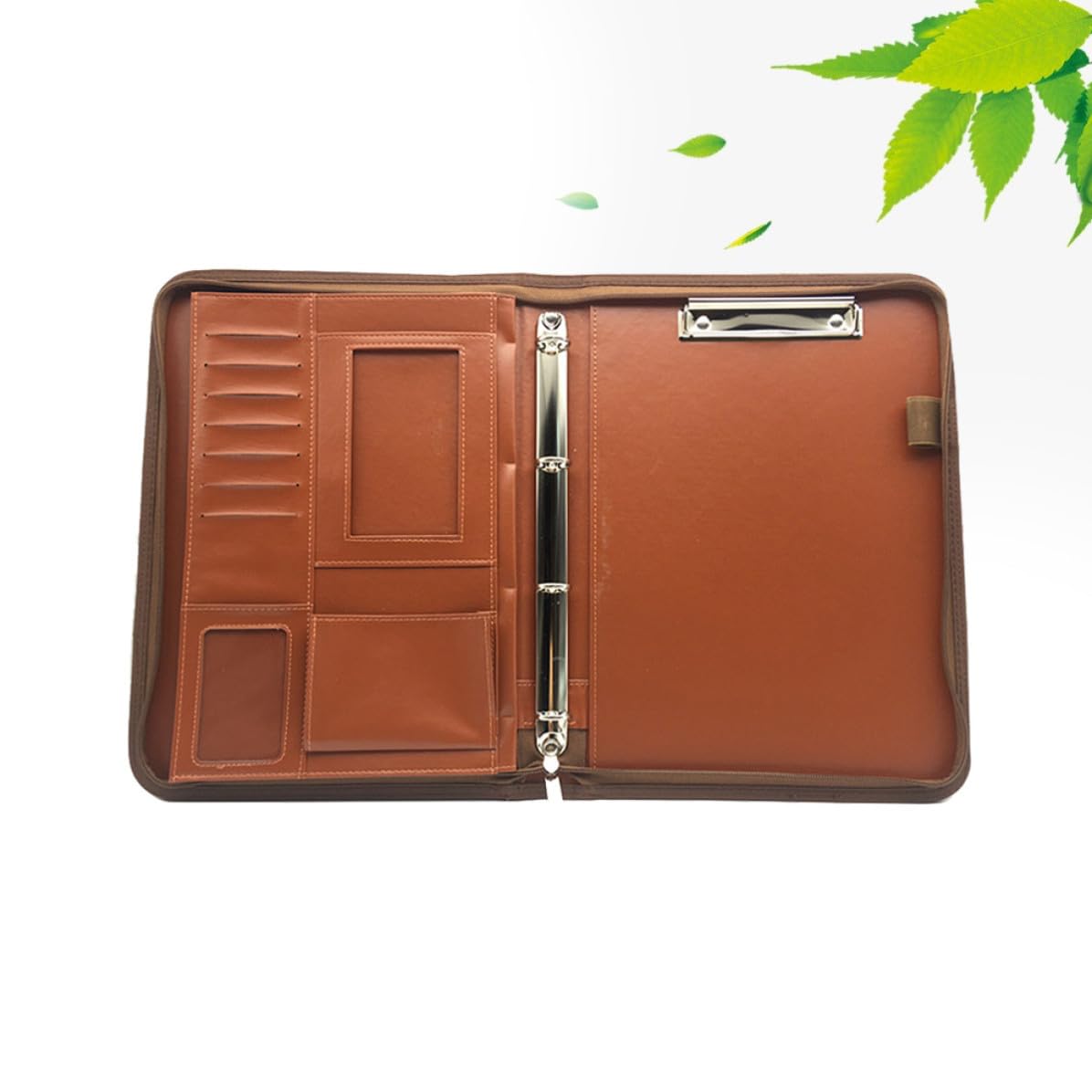 YARNOW Cartella Portadocumenti Multifunzionale con Chiusura a Cerniera in Pelle Pu Calcolatrice Integrata e Tasche Accessorie, per Ufficio Business Elegante