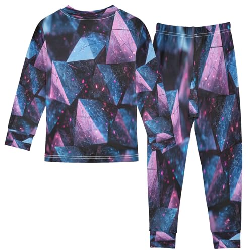 Pajama Sets Long Sleeve Pruple Blue Abstract Structure Soft Comfy Sleepwear 2 Piece PJS 3-8T3