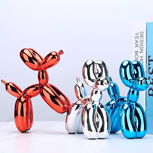 Xiaomagg Shiny Balloon Dog Statue Modern Home Coffee Table Decorations Cute Balloon Dog Art Sculpture Home Decor Accents Suitable For Fashion Room Decoration Bedroom Summer Decor(6.6*6.6*2.8Inch, Red) #TOP6